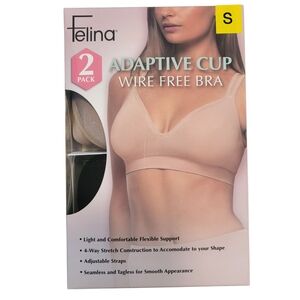 Felina Adaptive Cup Wire Free Bra - 2 Pack, Small Soft Beige, Black